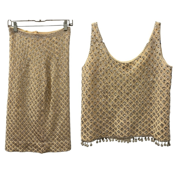 Unbranded Dresses & Skirts - Vintage 1950's Sequins Top And Skirt Set Made In Hong Kong Size Small Cocktail